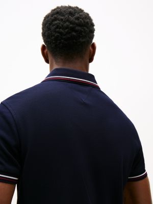 blau slim fit poloshirt mit kontrast-details für herren - tommy hilfiger