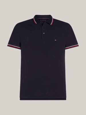 blau slim fit poloshirt mit kontrast-details für herren - tommy hilfiger