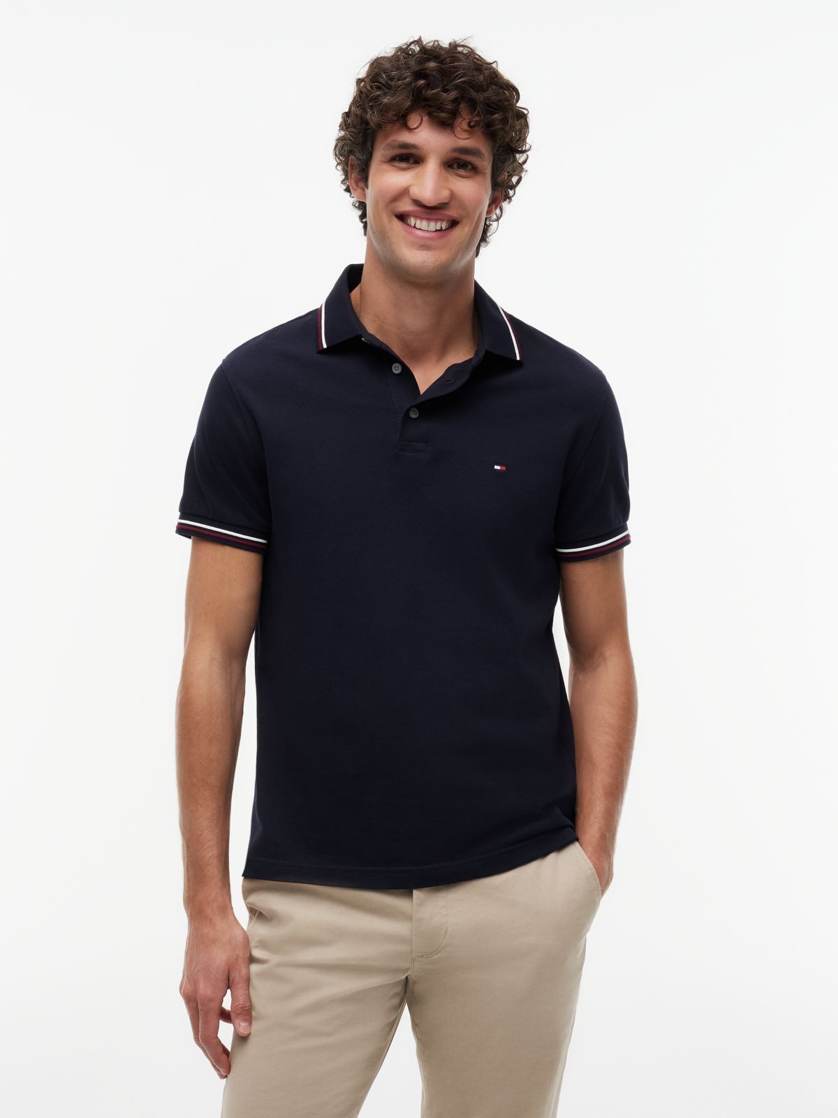 Slim Fit Tipped Polo Shirt — Blue