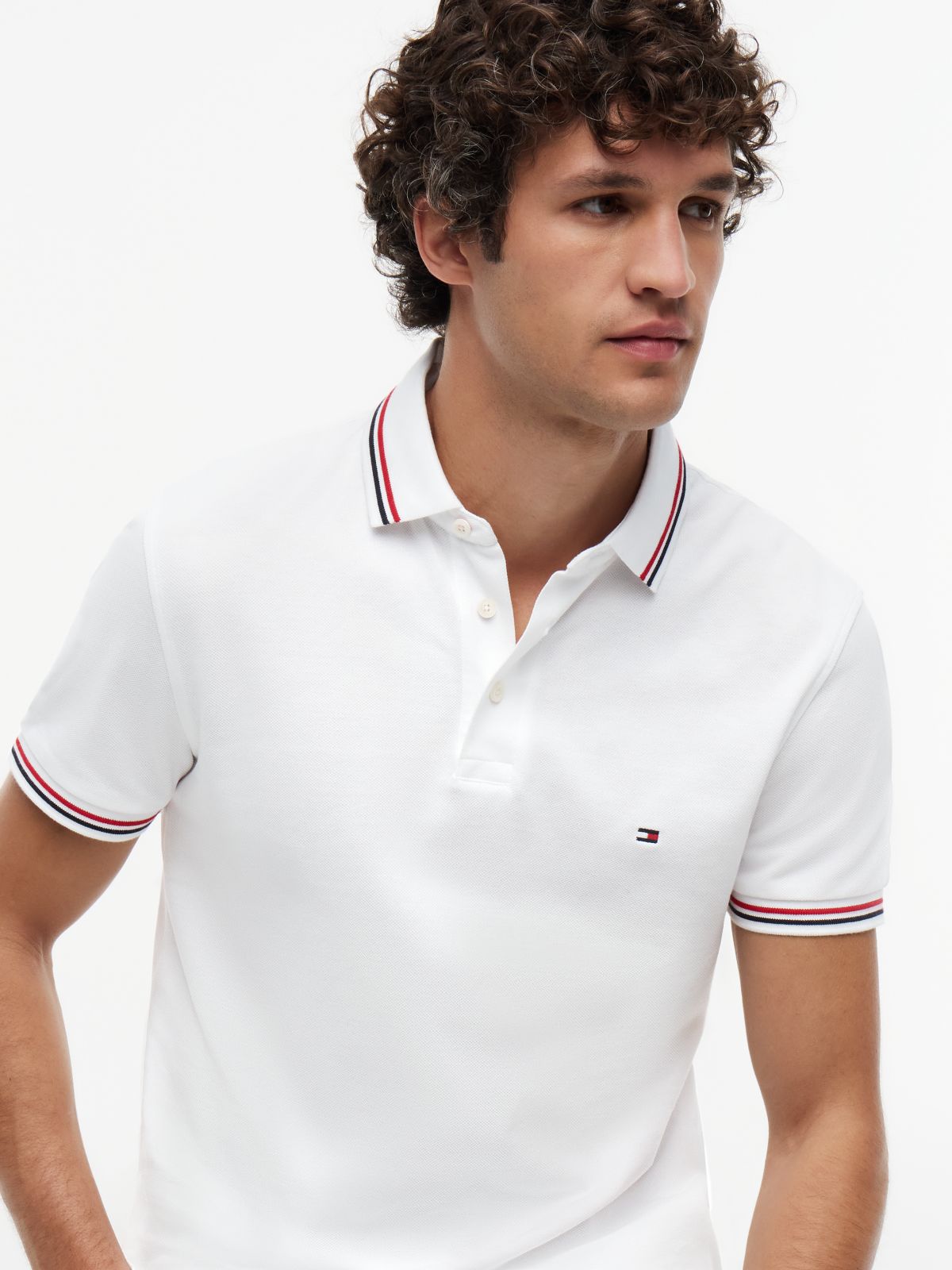Slim Fit Tipped Polo Shirt — White