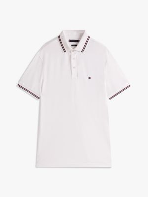 weiß slim fit poloshirt mit kontrast-details für herren - tommy hilfiger