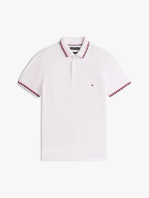 weiß slim fit poloshirt mit kontrast-details für herren - tommy hilfiger