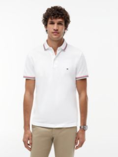 Slim Fit Tipped Polo Shirt — White 1