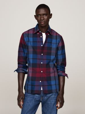 camicia oxford a quadri tartan black watch red da uomini tommy hilfiger