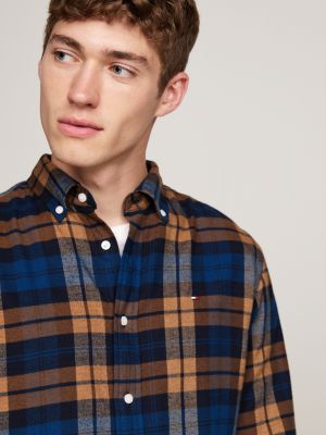 chemise coupe standard en tartan black watch bleu pour hommes tommy hilfiger