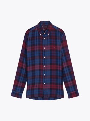 red black watch tartan regular fit shirt for men tommy hilfiger