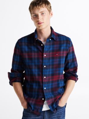 red black watch tartan regular fit shirt for men tommy hilfiger