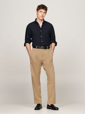 blau stückgefärbtes regular fit oxford-hemd für herren - tommy hilfiger