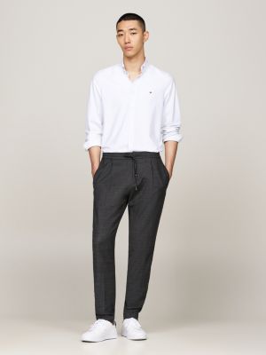weiß slim fit hemd aus strick für herren - tommy hilfiger