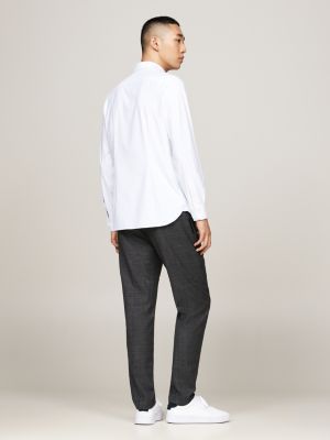 weiß slim fit hemd aus strick für herren - tommy hilfiger