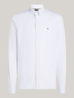 camicia slim fit tramata bianco da uomini tommy hilfiger