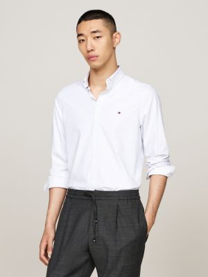 white knit slim fit shirt for men tommy hilfiger