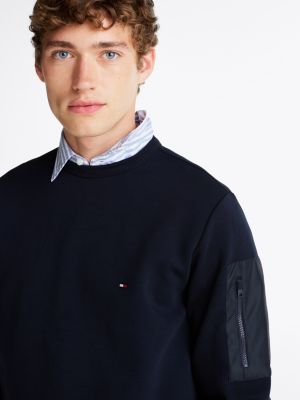 blauw sweatshirt met ritszak voor heren - tommy hilfiger