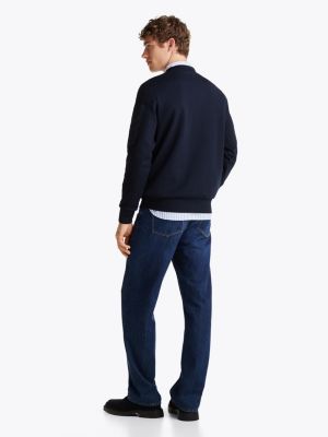 felpa con tasca sulla manica blu da uomini tommy hilfiger