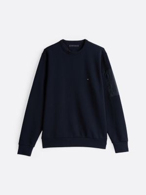 blauw sweatshirt met ritszak voor heren - tommy hilfiger