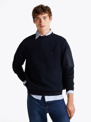 blauw sweatshirt met ritszak voor heren - tommy hilfiger