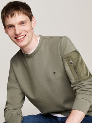 green zip pocket sweatshirt for men tommy hilfiger