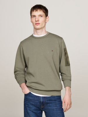 sudadera con bolsillo de cremallera green de hombres tommy hilfiger