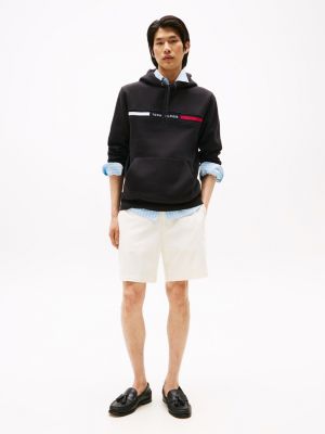 zwart hoodie met trekkoord en logo op de borst voor heren - tommy hilfiger