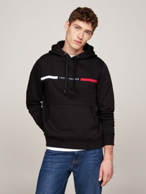 Hoodie met trekkoord en logo op de borst Zwart Tommy Hilfiger