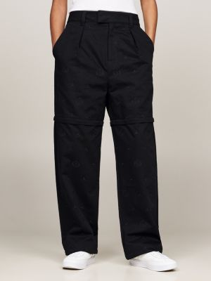 black tommy x mercedes f1 x cr logo zip-off chinos for men tommy hilfiger