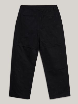 black tommy x mercedes f1 x cr logo zip-off chinos for men tommy hilfiger