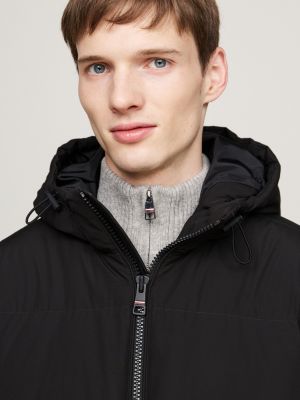 chaqueta acolchada de plumón repelente al agua negro de hombres tommy hilfiger