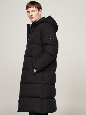 black water repellent down puffer jacket for men tommy hilfiger