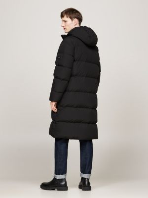 black water repellent down puffer jacket for men tommy hilfiger