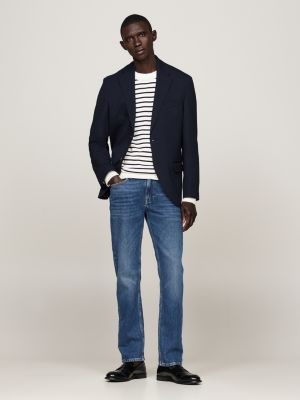 vaqueros denton rectos con efecto desteñido azul de hombres tommy hilfiger