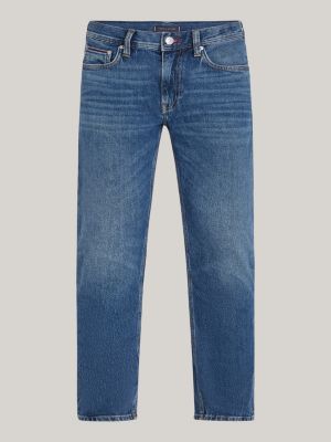 jeans denton straight fit sbiaditi blu da uomini tommy hilfiger