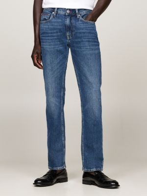 blau denton straight jeans mit fade-effekt für herren - tommy hilfiger