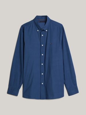 camisa adaptive de popelín de algodón blue de hombres tommy hilfiger