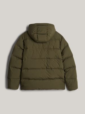 khaki adaptive puffer-jacke mit daunen und kapuze für herren - tommy hilfiger