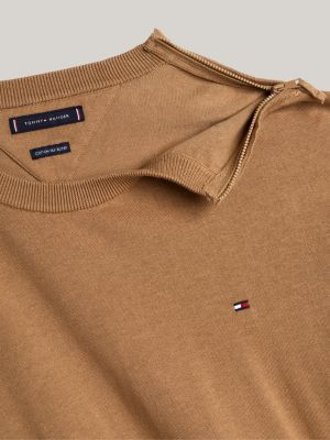 pullover adaptive con lana e bordi a contrasto khaki da uomini tommy hilfiger