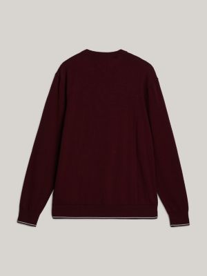 pull adaptive à liseré avec soie violet pour hommes tommy hilfiger