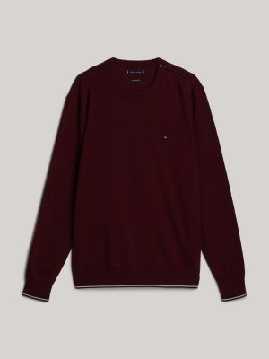 pullover adaptive con lana e bordi a contrasto purple da uomini tommy hilfiger