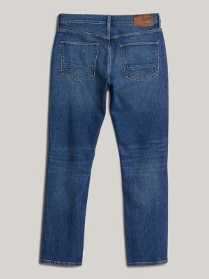 jeans denton adaptive straight fit con baffature blu da uomini tommy hilfiger