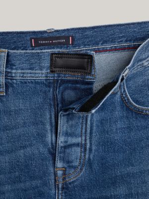 blauw adaptive denton straight jeans met whiskers voor heren - tommy hilfiger