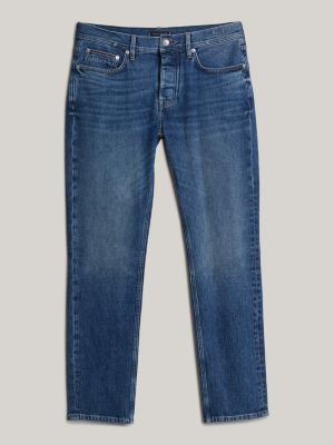 jeans denton adaptive straight fit con baffature blue da uomini tommy hilfiger