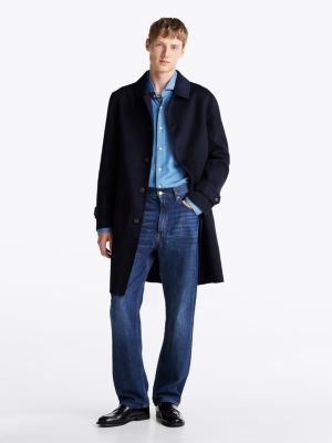 blau smart casual car-coat im longline-stil für herren - tommy hilfiger