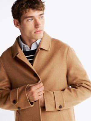 brown smart casual longline car coat for men tommy hilfiger