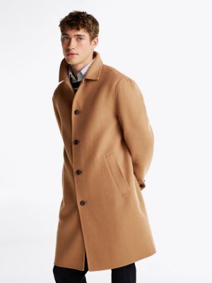 brown smart casual longline car coat for men tommy hilfiger