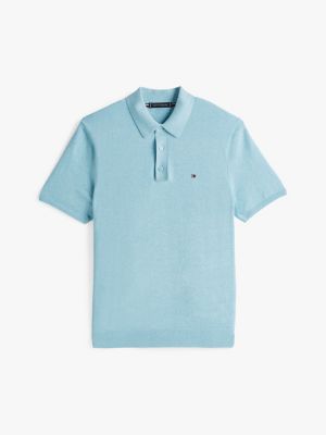 blue regular fit knit polo shirt for men tommy hilfiger