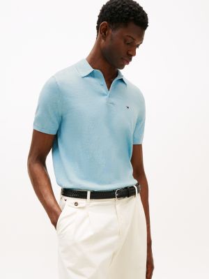 blue regular fit poloshirt voor heren - tommy hilfiger