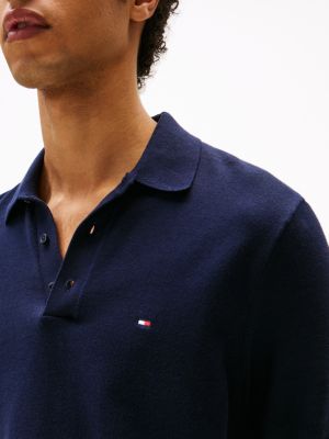 blue regular fit knit polo shirt for men tommy hilfiger