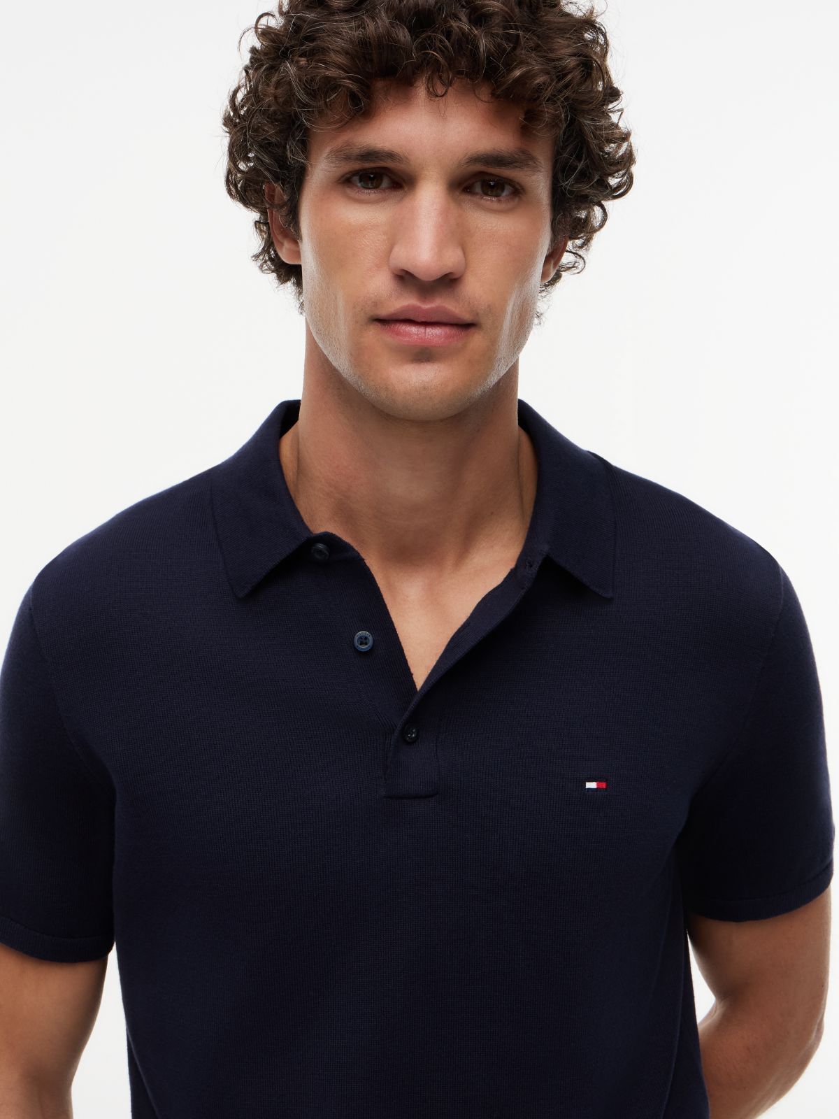 Regular Fit Fine Knit Polo Shirt — Blue