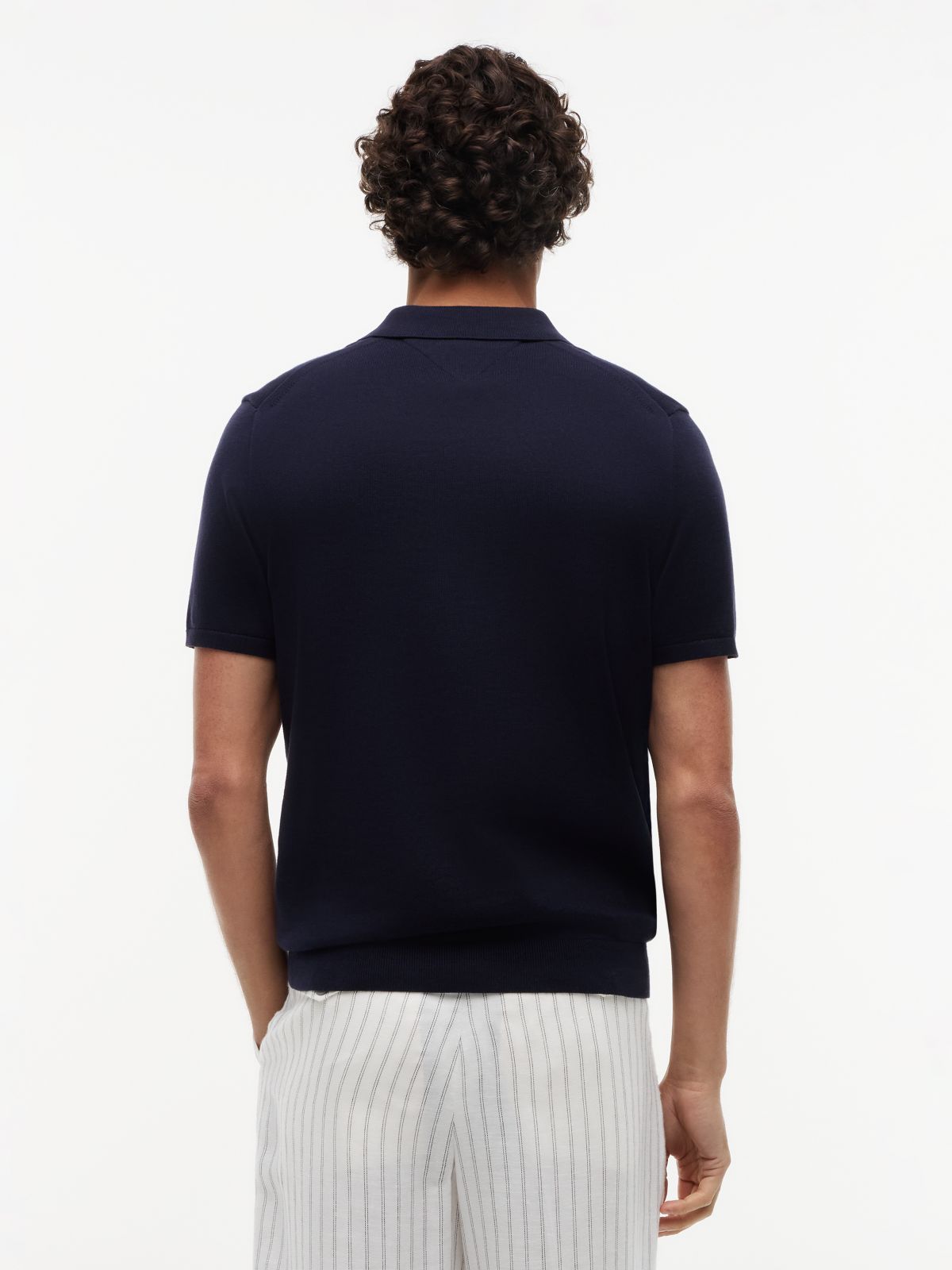 Regular Fit Fine Knit Polo Shirt — Blue