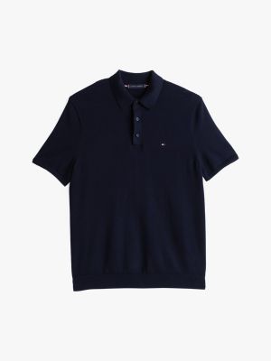 blue regular fit knit polo shirt for men tommy hilfiger