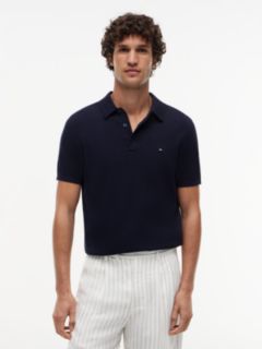 Regular Fit Fine Knit Polo Shirt — Blue 1